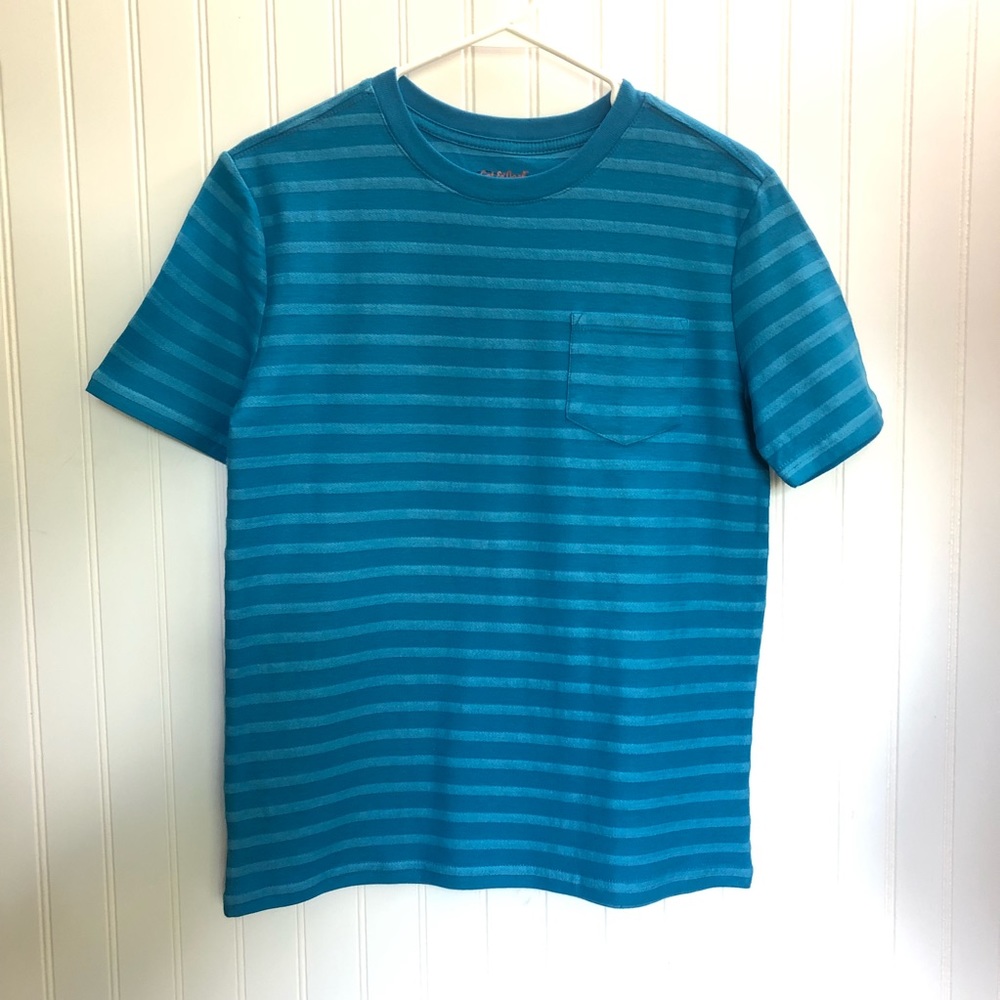 Cat & Jack Blue Tonal Striped Tee NWOT Sz Kids 16
